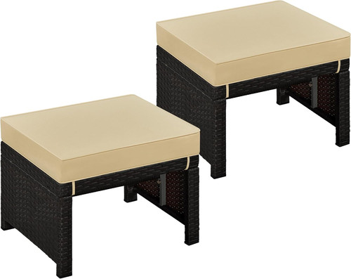Set wicker ottomans with - 2,