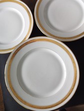 6 assiettes plates en porcelaine blanche filet doré 23,5 cm