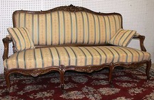 Antique Country French Hand Carved Walnut Louis XV Canape Couch Sofa Gilt c1860