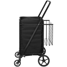 Chariot de Courses Pliable Chariot de Supermarché 85L 150,5kg 4 Roulettes