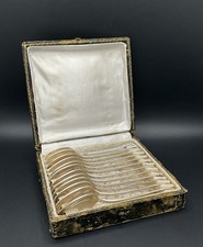 Suite of 12 Silver Metal Teaspoons, Antique Box