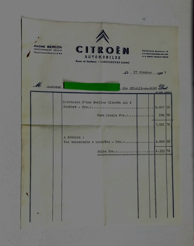 Facture berline citroen ami - berline,