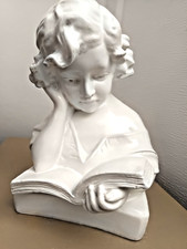 LA PETITE LISEUSE BUSTE EN PLATRE VERNISSÉ ANNEES 80 PARFAIT ETAT