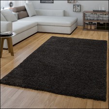 Tapis Shaggy Poils Hauts Prix Choc Monochrome En Noir Moderne