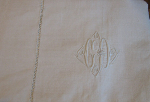 Ancien drap lin ajouré - , &