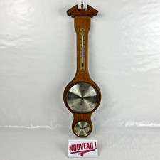 ➜BAROMÈTRE THERMOMÈTRE HYGROMÈTRE bois ancien instrument météo anéroïde France