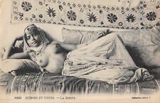 Old postcard scene and type, Arab woman lying on her couch (237010)