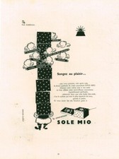 1951 Jaque Richez Antique Advertising Magazine Cover Sole Mio