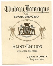 Rare label Chateau Fonroque, Saint Emilion 1er Grand Cru.