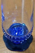 Bormioli Rocco Cobalt Blue Base-Bullicante/Controlled Bubble - Bud Vase - Italy