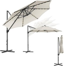 parasol déporté 300cm 28 led, UPF 50+, Pivotant à 360°, Inclinaison Fluide,