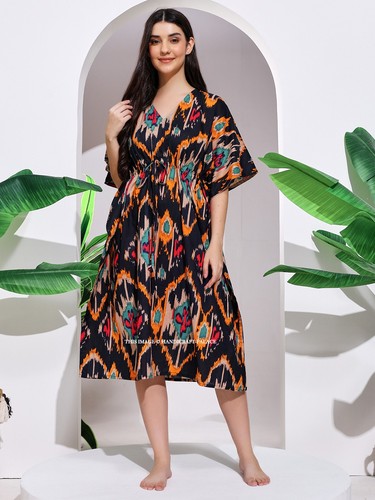 Indien coton caftan court noir - court,