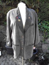 Veste en daim LEVEG Trachten taille 44 gris/bleu applications florales/boutons en corne