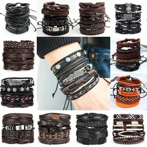 6pcs set bracelets - 6pcs, cuir