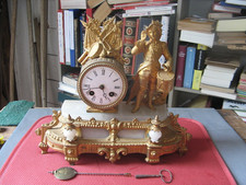 ++"537.9"OLD RULER AND ALABASTER CLOCK DECORATED WITH "DRUM MAJOR" MILITARY
