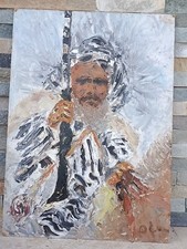TABLEAU ANCIEN PORTRAIT HOMME ORIENTALISTE MAROC ?SIGNATURE O. C ? 33x46 Cm