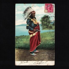Old postcard USA / Native American Indian / Indian warrior with gun