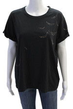 Zadig & Voltaire Women's Short Sleeves Rhinestone T-Shirt Black Size S