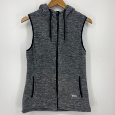 Roxy Full Zip Fleece Vest Women's Size M Gray Pockets Hooded Drawstring