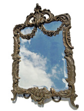 Miroir rocaille bronze cisele