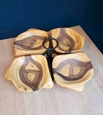 GrandJean Jourdan Vallauris Ceramic Wood Appearance Aperitif Tray + Stand 