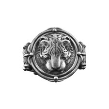 Bague chevalière homme tête de tigre en argent sterling, cadeau bijoux nature...