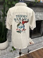 TOMMY BAHAMA “TIME TO GET LIT”HAWAIIAN Size Large CAMP WHITE HOLIDAY SILK