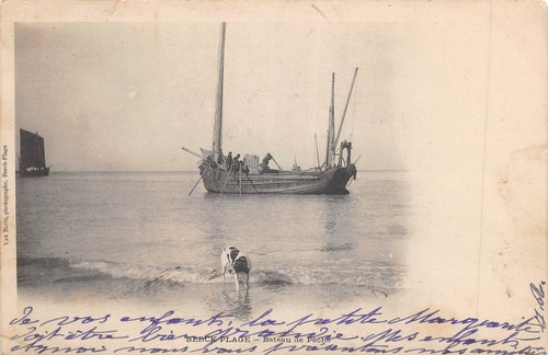 Cpa berck plage bateau - plage, /
