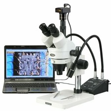 AmScope 7X-45X Zoom Stéréo Microscope+1.3MP USB Caméra + Deux Cygne LED Lumière
