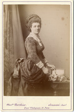 Portrait of Women with Jewelry Box, 1889, Vintage Albumen Print, Cabinet Card 