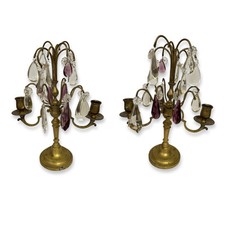 Antique Victorian Rococo Brass Girandole Candelabra Pair – 19th/Early 20th Cen.