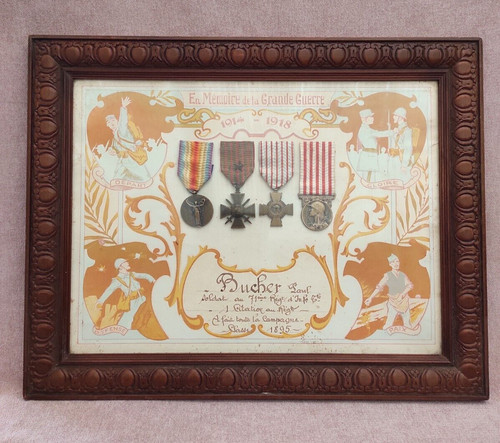 Cadre bois souvenir guerre - cadre,