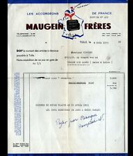 TULLE (19) ACCORDION FACTORY ""MAUGEIN Brothers"" invoice in 1955