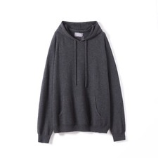Maison Andes Dark Gray 100% Cashmere Hoodie Pullover Sweater Size Large