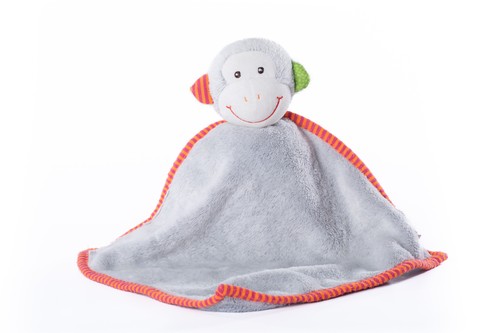 Doudou plat singe - gris, orange