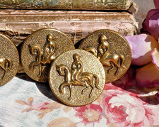 OLD STAMPED METAL AMAZON Decor Button on HORSE, Sold Unit!