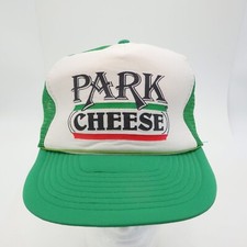 Vintage San SunPark Cheese Trucker Hat Green White Snapback Mesh Cap Snap Back