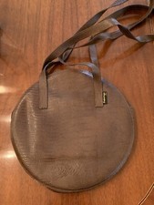 Vintage French Large Round Leather Paquetage Handbag Purse 1950’s