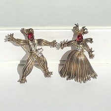 Vintage Trifari Alfred Philippe Sterling Nenette & Rintintin Rag Doll Brooches