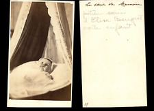Baby in Crib, Post-mortem Vintage Albumen Print CDV. Albumen Print 