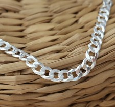 Solid 925 Sterling Silver 4mm Curb Chain Bracelet Italian Made Various Length