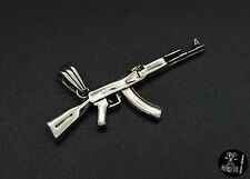 Sterling Silver AK 47 Solid 925 Weapon Rifle Pendant Necklace Bundeswehr NEW