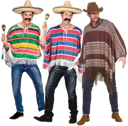 Poncho mexicain pour adultes - mexicain,
