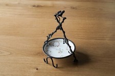 Empty Pocket Antique Watch Holder Plate Porcelain Flowers Hand Painted Bird