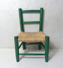 Ancienne chaise paillée en bois pour enfant Vintage