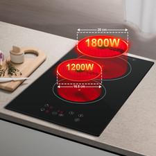 KICHPOWER Table de cuisson vitrocéramique 2 zones Cuisinière encastrable 3000W