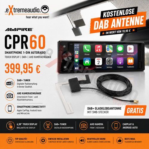 Smartphone ampire cpr60 din - ampire, 1-din