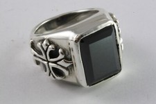 Templier Zircon Lis Croix Anneau Vrai 925 Argent Bague en Argent / 083