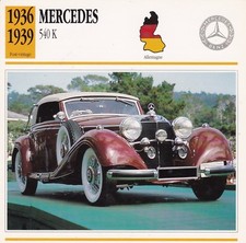 Mercedes 540 K - GERMANY 1936/39 - CARD COLLECTOR CARD VINTAGE CAR
