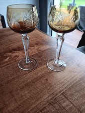 2 ANCIEN GRAND VERRE A VIN ROEMER  Saint Louis Baccarat ? CRISTAL DOUBLE COLORE 